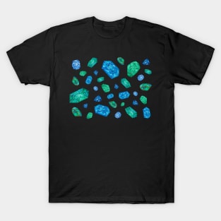 Blue gemstones pattern (black version) T-Shirt